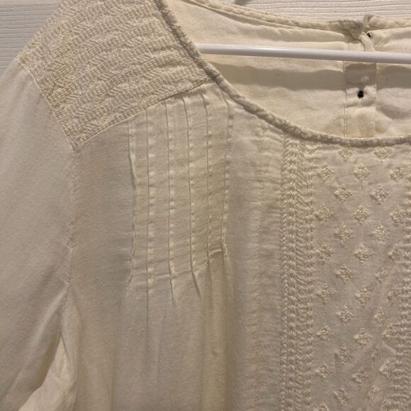 Ruff Hewn Women's Ivory White Cream Embroidered Top Large Cottagecore - Picture 4 of 9
